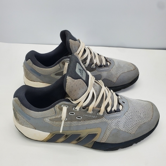 adidas Dropset Shoes Men 11 Trainer Gray White Three Stripe Athletic Sneaker - Picture 7 of 16